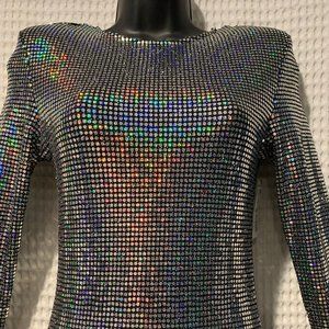 NEW Codigo Ladies Black & Silver Sequin Long Sleeve Dress